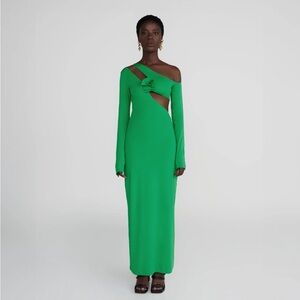 MAYGEL CORONEL TANARO DRESS SPRING GREEN One-Shoulder CUTOUT FLOWER